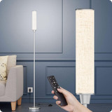 Floor Lamp with Remote Control,Nickel,Linen lampshade
