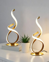 2 Pack Gold Cool Table Lamps, LED Spiral Desk Lights, Dimmable