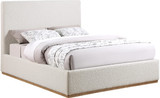 MonacoCream-K Monaco Collection Modern | Contemporary Boucle Fabric Upholstered King Bed with Solid Wood Natural Wire Brush Finish, 81.5" W x 87.5" D x 52" H, Cream, King
