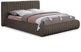 NashBrown-Q Nash Collection Modern | Contemporary Boucle Fabric Upholstered Queen Bed with Rich Brown Boucle Fabric and Deep Channel Tufting, 74" W x 91" D x 38" H, Brown, Queen