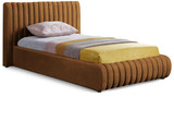 NicoSaddle-T Nico Collection Modern | Contemporary Velvet Upholstered Twin Bed with Rich Saddle Velvet and Deep Channel Tufting, 53" W x 86" D x 38" H, Saddle, Twin
