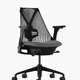 Herman Miller Sayl Chair, Black Back and Frame , Charcoal Seat Fully Adjustable Arms, 