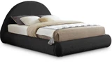 RudyBlack-K Rudy Collection Modern | Contemporary Teddy Fabric King Bed with Soft Plush Black Teddy Fabric and Rounded Headboard, 91" W x 91" D x 49" H, Black, King