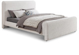StylusCream-Q Stylus Collection Modern | Contemporary Boucle Fabric Queen Bed with Rich Cream Boucle Fabric, Curved Headboard and Footboard, 66" W x 96" D x 45" H, Cream, Queen