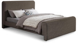 StylusBrown-K Stylus Collection Modern | Contemporary Boucle Fabric King Bed with Rich Brown Boucle Fabric, Curved Headboard and Footboard, 82" W x 96" D x 45" H, Brown, King