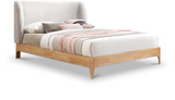 VenturaGrey-F Ventura Collection Mid-Century Modern Upholstered Full Bed, Soft Grey Fabric, Finished Rubberwood Legs, Slats, 60" W x 77.5" D x 44.5" H, Grey, Full