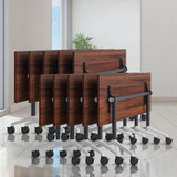 Conference Table,Folding Conference Room Tables with Wheels, 6ft Modular Training Tables for Office/Classroom/Meeting, Lockable 360° Silent Wheels＆Space Saving Stackable, Walnut Finish, 10 Pack