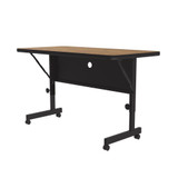 24"x48" Deluxe Flip Top Office Training Table, Medium Oak High Pressure Laminate Top, Height Adjustable (23"-31") 4 Castors, Folds Flat & Nest Together, Made in The USA