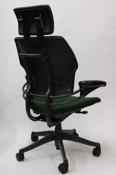 Humanscale Freedom Chair Added Headrest Fully Adjustable Model GreenFabric