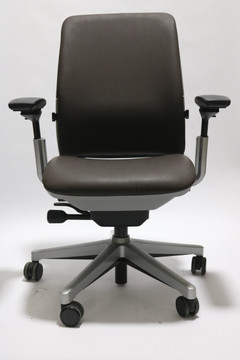 Steelcase Amia Chair Platinum Frame Black Leather