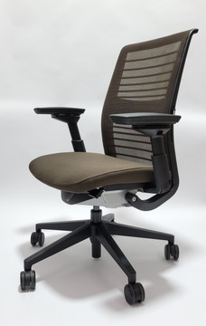 Steelcase Think Chair V2 Brown Mesh and Brown Seat + 4 Way Pivot Arms