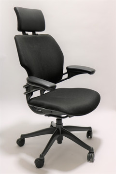 Humanscale Freedom Chair Added Headrest Fully Adjustable Model in Black