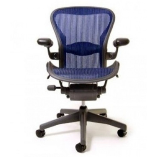Herman Miller, Aeron Chair, Fully Featured Model, Size B, Cobalt Blue,