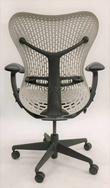 Herman Miller Mirra Chair, White Tri-Flex Back, Adjustable Arms, Adjustable Lumbar Support