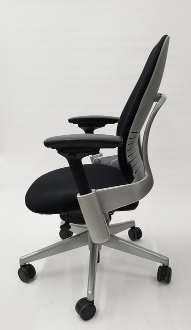 Steelcase Leap Chair V2 In Black Fabric and In Platinum Mineral Titanium Base