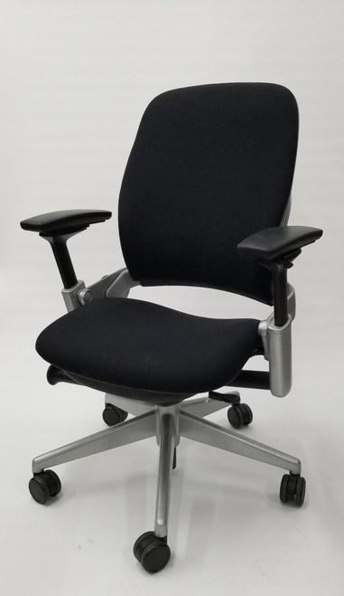 Steelcase, Leap Chair, V2, Black, Fabric, Platinum Mineral Titanium Base,