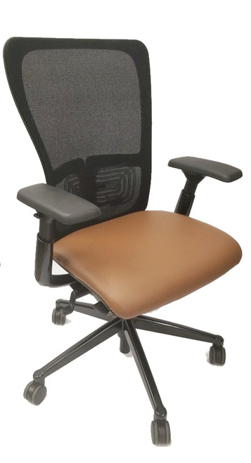 Haworth Zody Chair Black Brown Leather Adjustable Arms