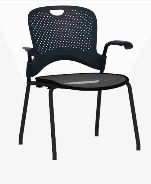 Herman Miller Caper Stacking Side Chair in Black FlexNet Mesh Seat Molded Back