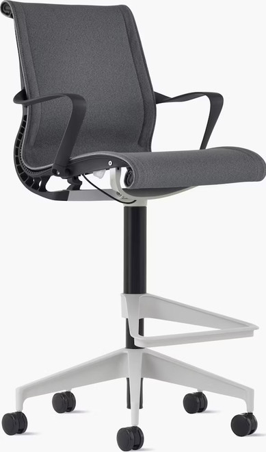 Herman Miller Setu Stool Chair Upholstered in Gray Fabric