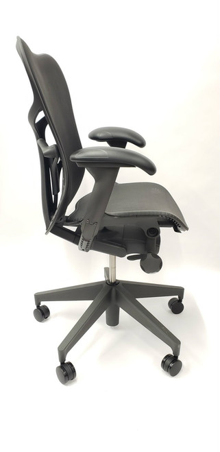 Herman Miller Mirra V2 Chair In Black Fully Adjustable Model With Adjustable Lumbar Support