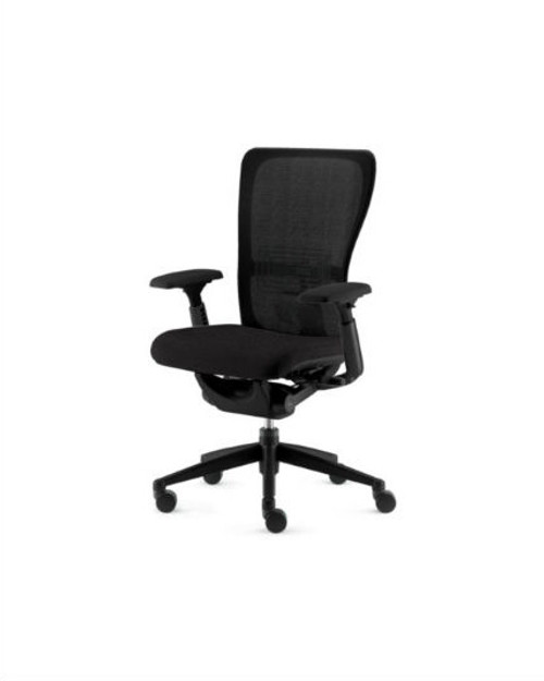 Haworth Zody Chair, Black Leather, Adjustable Arms, Adjustable Lumbar Support