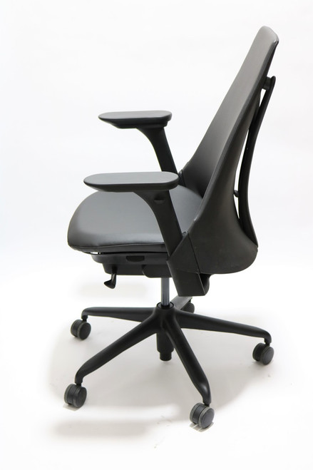 Herman Miller Sayl Chair Black Soft Leather Upholstered with Fully Adjustable Arms