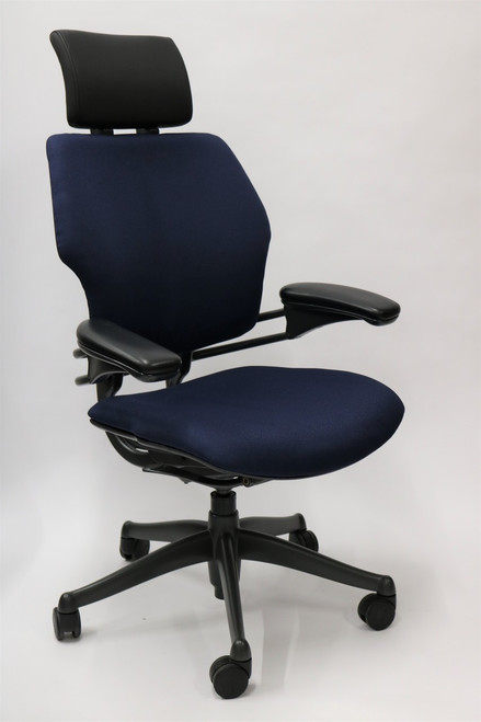 Humanscale Freedom Chair Added Headrest Fully Adjustable Model Navy Fabric