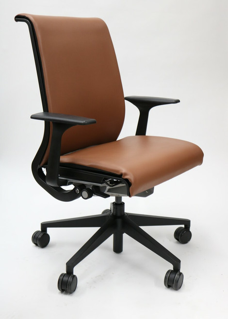 Steelcase Think Chair, Brown Leather, Adjustable Lumbar Support