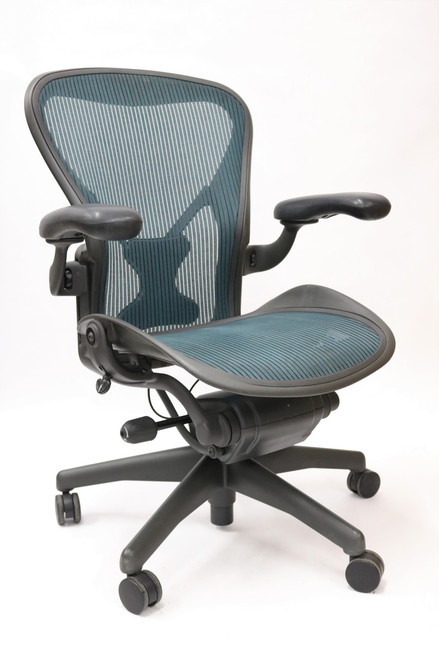 Herman Miller, Aeron Chair, Fully Featured Model Posturefit Support, Size B, Jade Green,