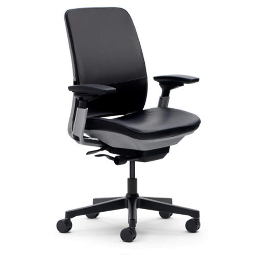 Steelcase Amia Chair Platinum Frame Black Leather 