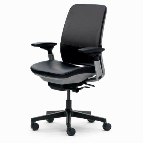 Steelcase Amia Chair Platinum Frame Black Leather 