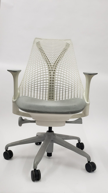 Herman Miller Sayl Chair White Back and Frame and Gray Seat