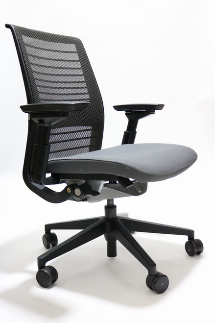 Steelcase Think Chair V2 Gray Mesh and Gray Fabric Seay, with Lumbar