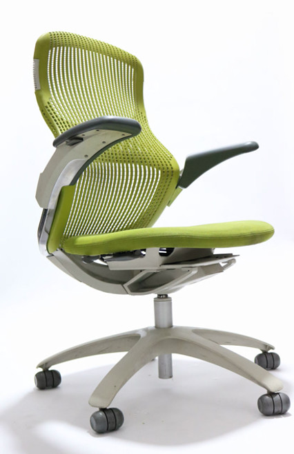 Knoll Generation Chair, All Features, Green, Light Gray, Adjustable Arms gray