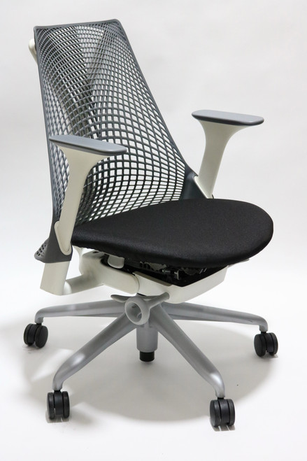 Herman Miller Sayl Chair Gray Back and Black Fabric Seat