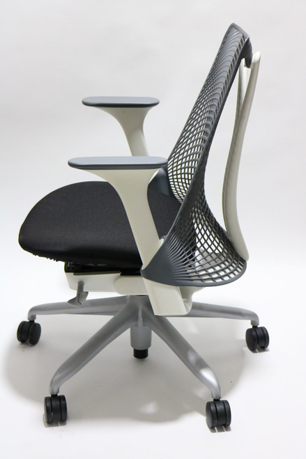 Herman Miller Sayl Chair Gray Back and Black Fabric Seat