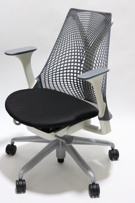 Herman Miller Sayl Chair Gray Back and Black Fabric Seat