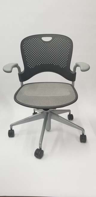Herman Miller Caper Chair in Black and Gray Mesh Seat Black Star Base