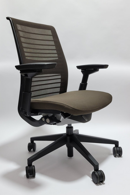 Steelcase Think Chair (V2), Coffee Brown, 3D Knit Back, Adjustable Arms, Adjustable Lumbar Support