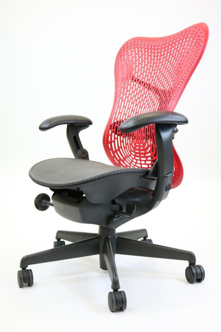 Herman Miller Mirra Chair, Fully Adjustable Model, Red, Flex Back