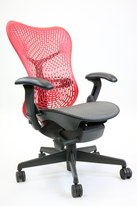 Herman Miller Mirra Chair, Fully Adjustable Model, Red, Flex Back