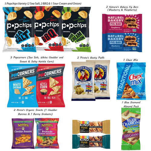 60 count Premium Healthy Care Package - Ultimate Gift Snack Box with Variety Assortment of Chips, Nuts, Crackers, Bars, Popcorn, Cookies & more - Bulk Bundle of Delicious Treats (60 Snacks)