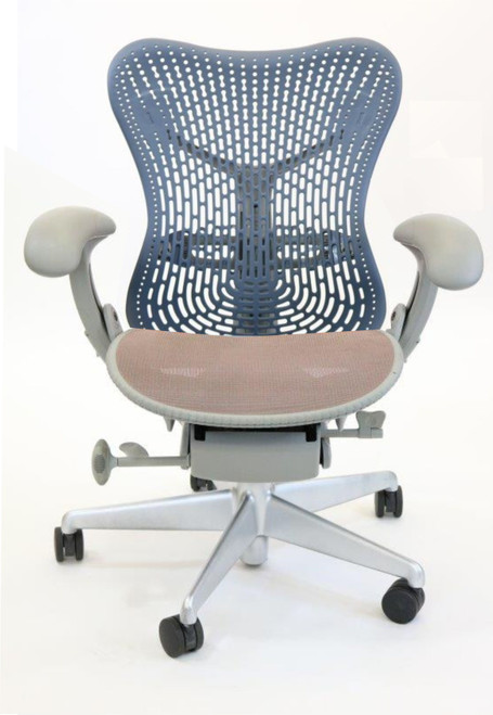 Herman Miller Mirra Chair, Fully Adjustable Model, Navy, Mineral Frame