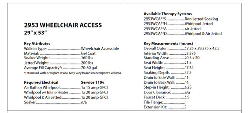 MediTub 29 x 53 Wheelchair Accessible Walk-In Bathtub