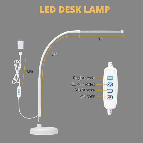 ModSavy Lighting Desk Lamp, Swing Arm Architect Task Lamp with Long Flexible Gooseneck, Heavy Base, 3 Color Modes, 10 Brightness Levels, and USB Adapter, Desk Light for Home/Office/Drafting/Reading