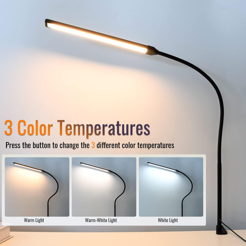 Flexible Clip-On LED Light Gooseneck USB Charging Eye-Caring Warm Light Sand Black