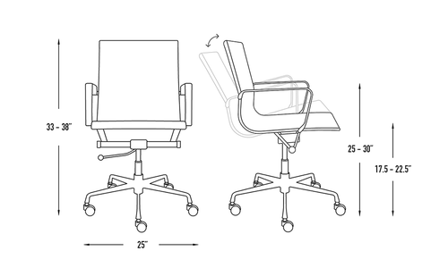 Ribbed Office Chair Mid Back Gray by ModSavy