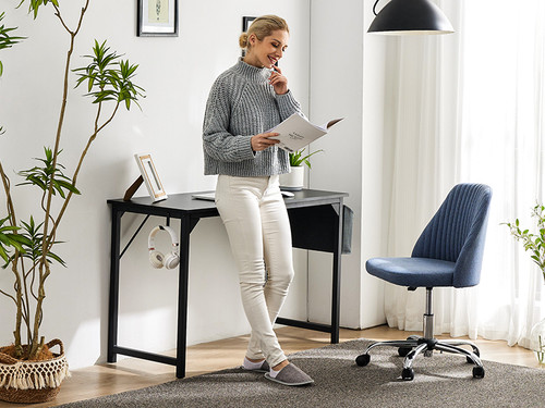 Home office design with wooden computer table