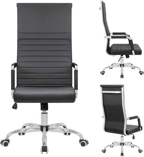 Ribbed Office Chair High Back Black by ModSavy