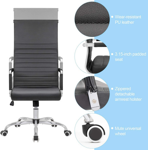 Ribbed Office Chair High Back Black by ModSavy